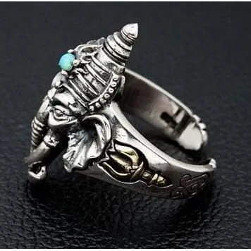 Ganesh Turquoise Silver Rings