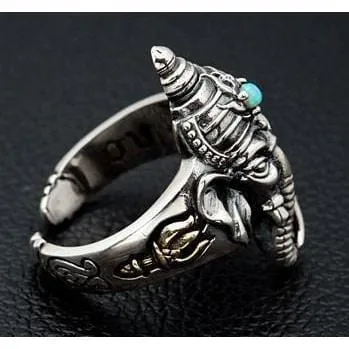 Ganesh Turquoise Silver Rings