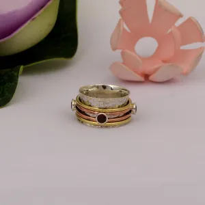 Garnet Multi Band Meditation Spinner Ring