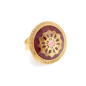 GOLD BURGUNDY ADJUSTABLE  RINGS #195WN5101 (2C1)
