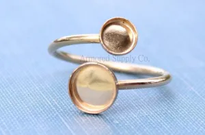 Gold Filled Bypass Adjustable Bezel Cup Ring blank