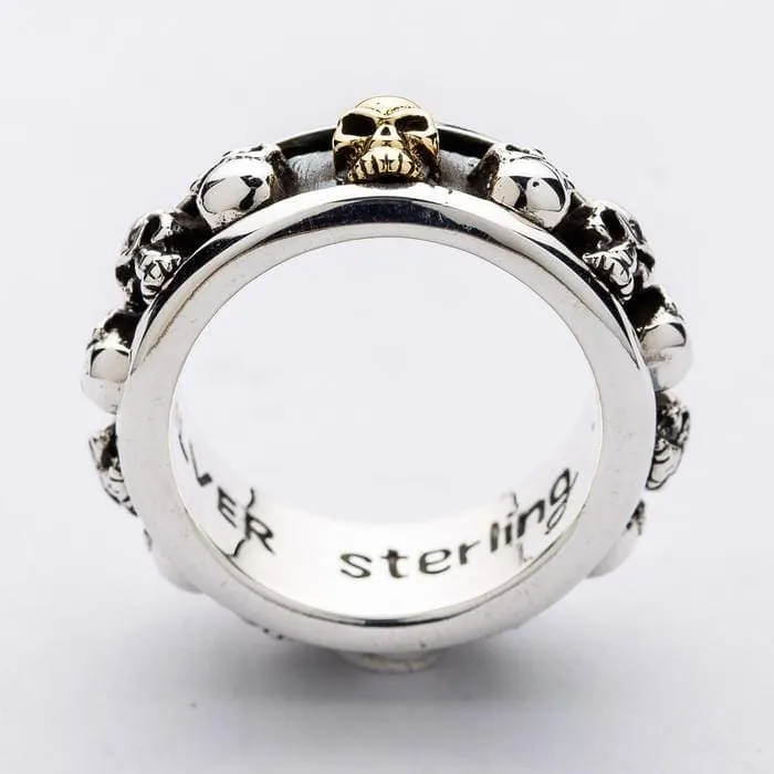Gold Skull Sterling Silver Spin Ring