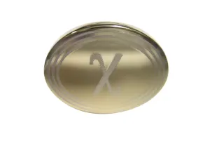 Gold Toned Etched Oval Greek Letter Chi Adjustable Size Fashion Ring