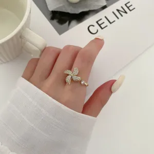Golden Adjustable Stone Windmill Rotating Ring
