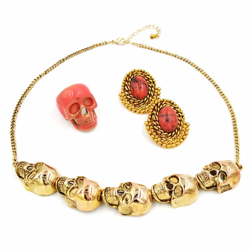 Gothic Skull Necklace Ring and Earrings in Fashion Jewelry Vignette