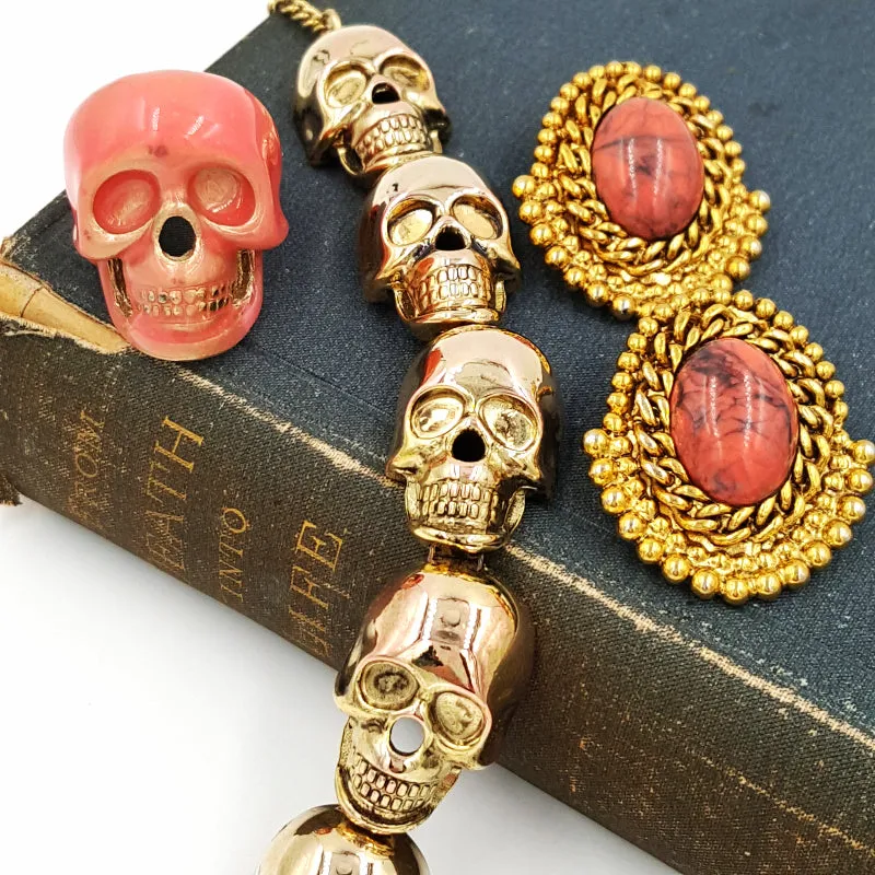 Gothic Skull Necklace Ring and Earrings in Fashion Jewelry Vignette