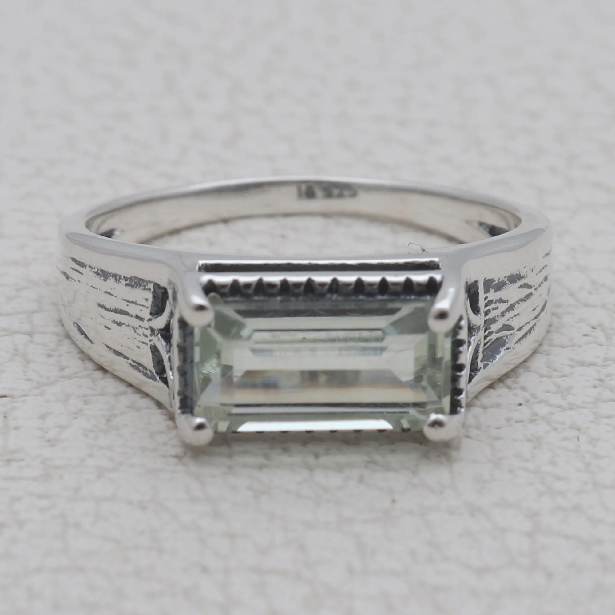 Green Amethyst Silver Rings