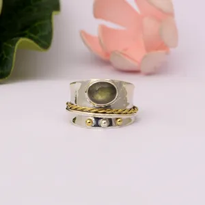 Green Tourmaline Meditation Spinner Ring