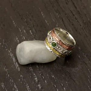 Green Turquoise Multi Band Meditation Spinner Ring