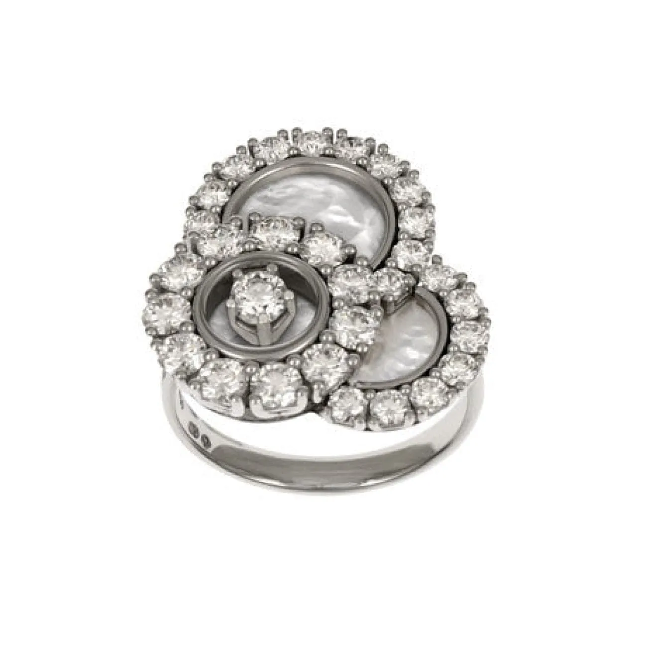 Happy Diamonds Ethical White Gold Mother of Pearl & Diamond Pavé Ring