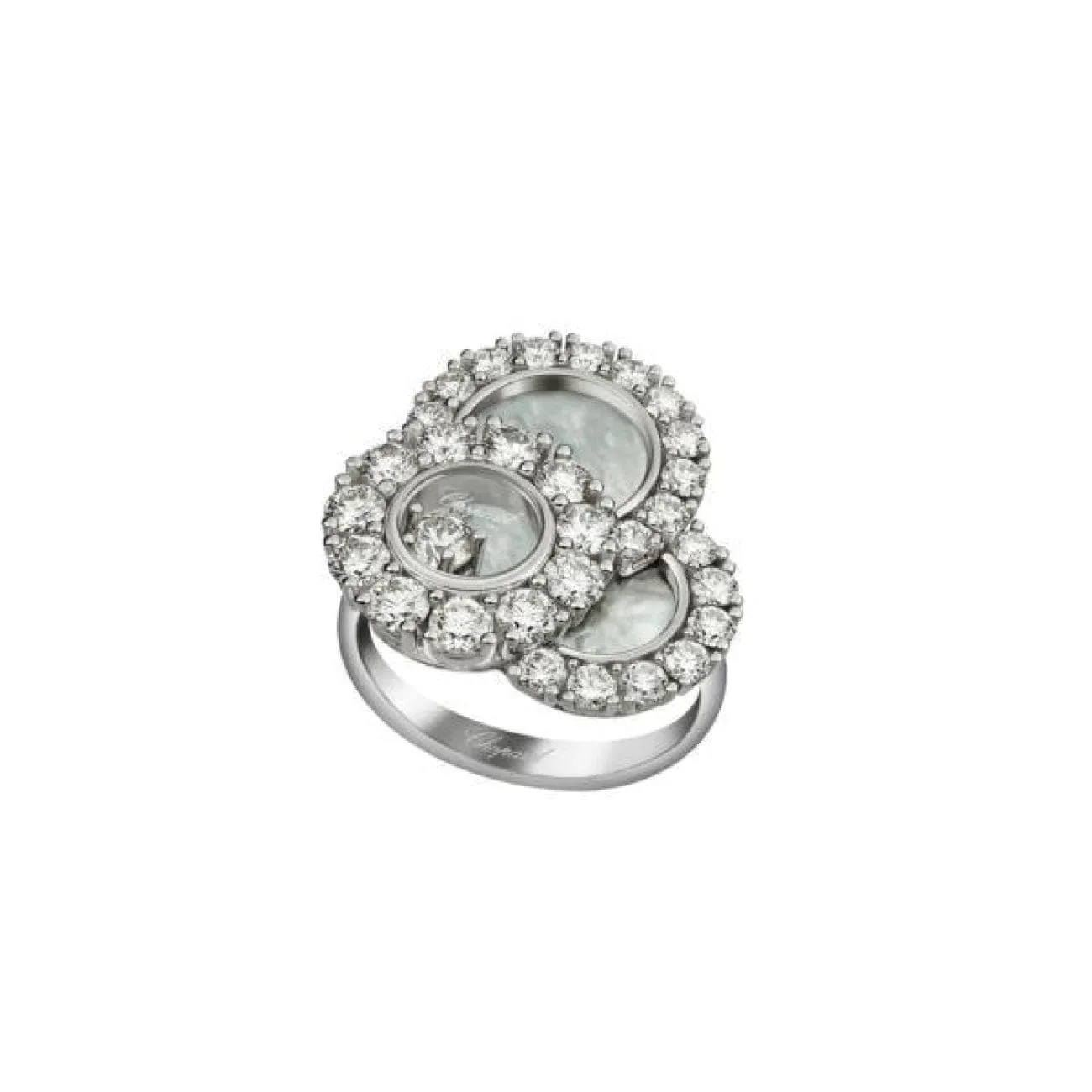 Happy Diamonds Ethical White Gold Mother of Pearl & Diamond Pavé Ring
