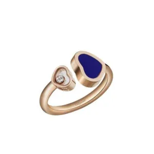 HAPPY HEARTS RING, ROSE GOLD, DIAMOND, BLUE STONE