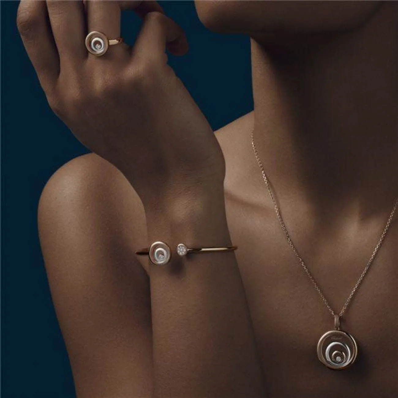 HAPPY SPIRIT BANGLE, ROSE GOLD, WHITE GOLD, DIAMONDS