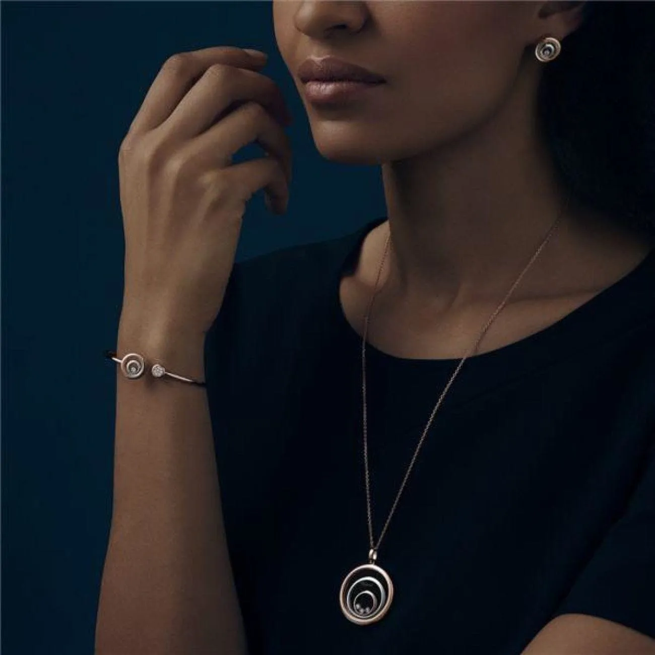 HAPPY SPIRIT BANGLE, ROSE GOLD, WHITE GOLD, DIAMONDS