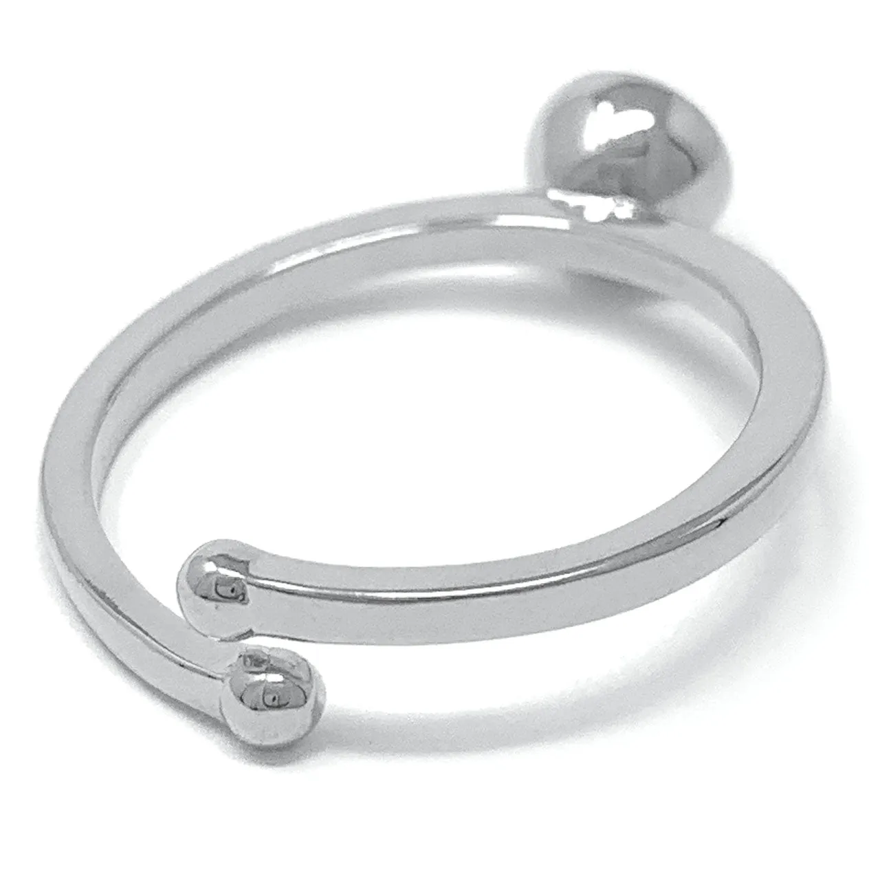 Harley Adjustable Ring with Black Jet Round Crystals from Swarovski Silver Toned Rhodium Plated