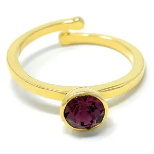 Harley Adjustable Ring with Purple Amethyst Round Crystals from Swarovski Gold Plated