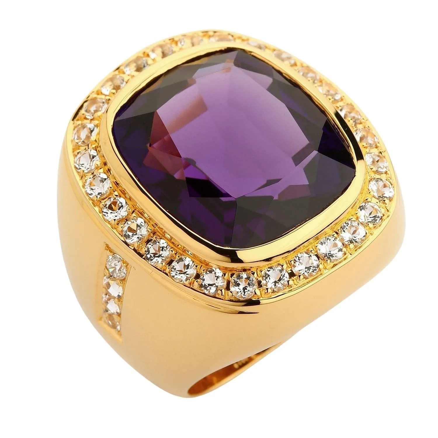 Huge Amethyst Yellow Gold Men's Ring