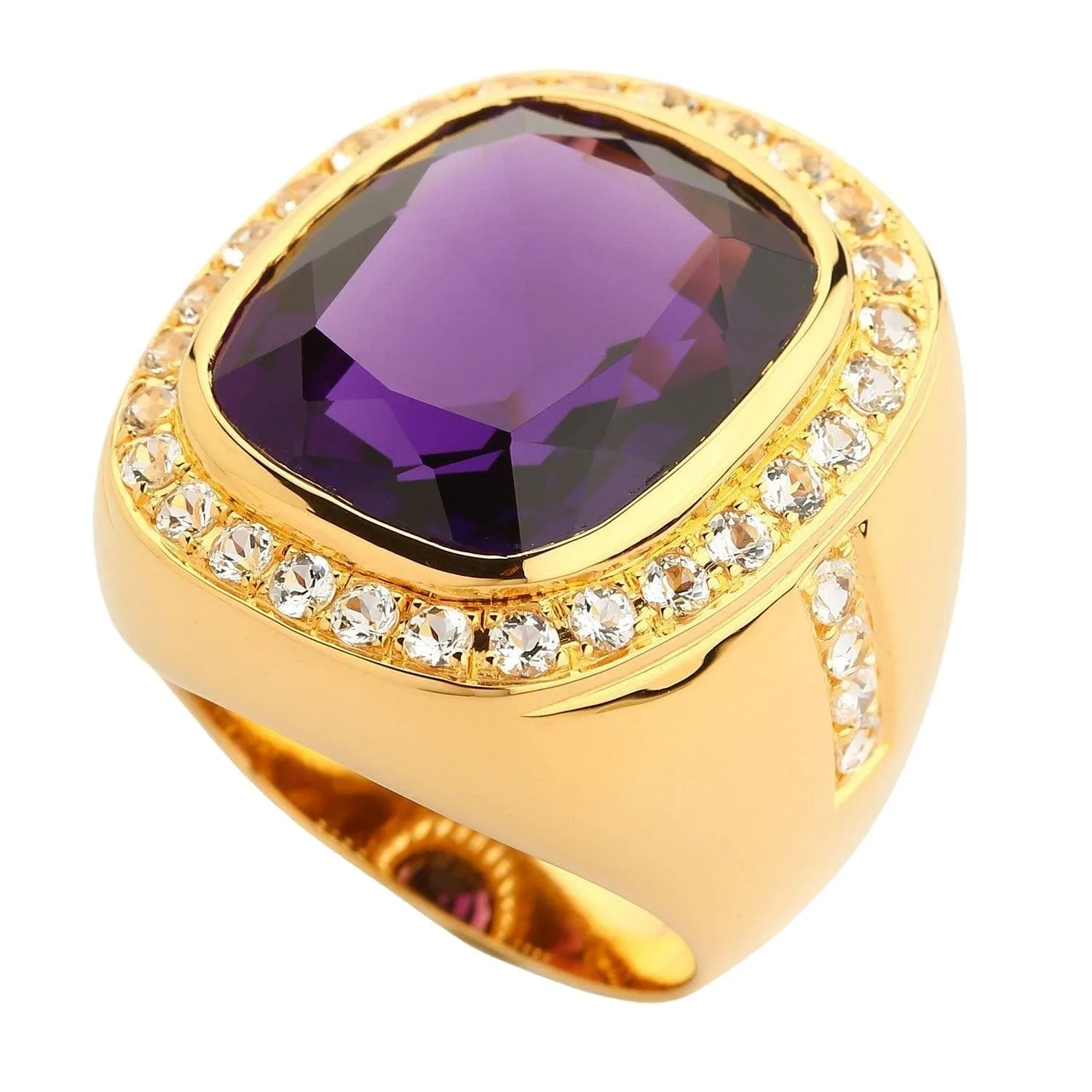 Huge Amethyst Yellow Gold Men's Ring