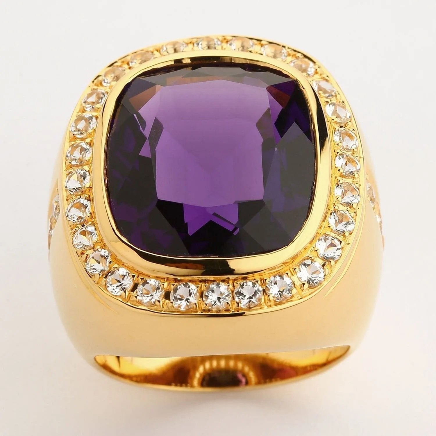 Huge Amethyst Yellow Gold Men's Ring