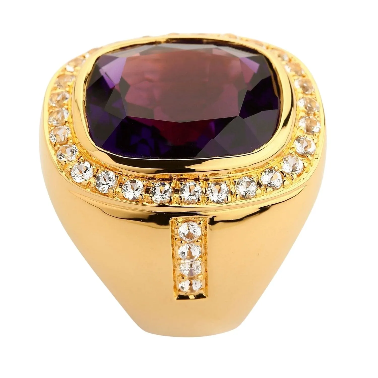 Huge Amethyst Yellow Gold Men's Ring