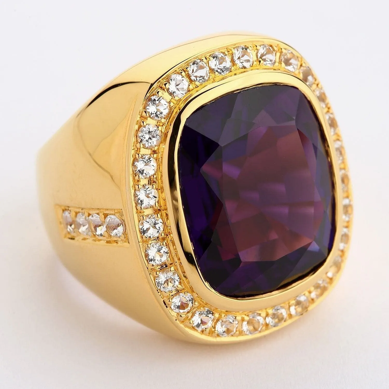 Huge Amethyst Yellow Gold Men's Ring