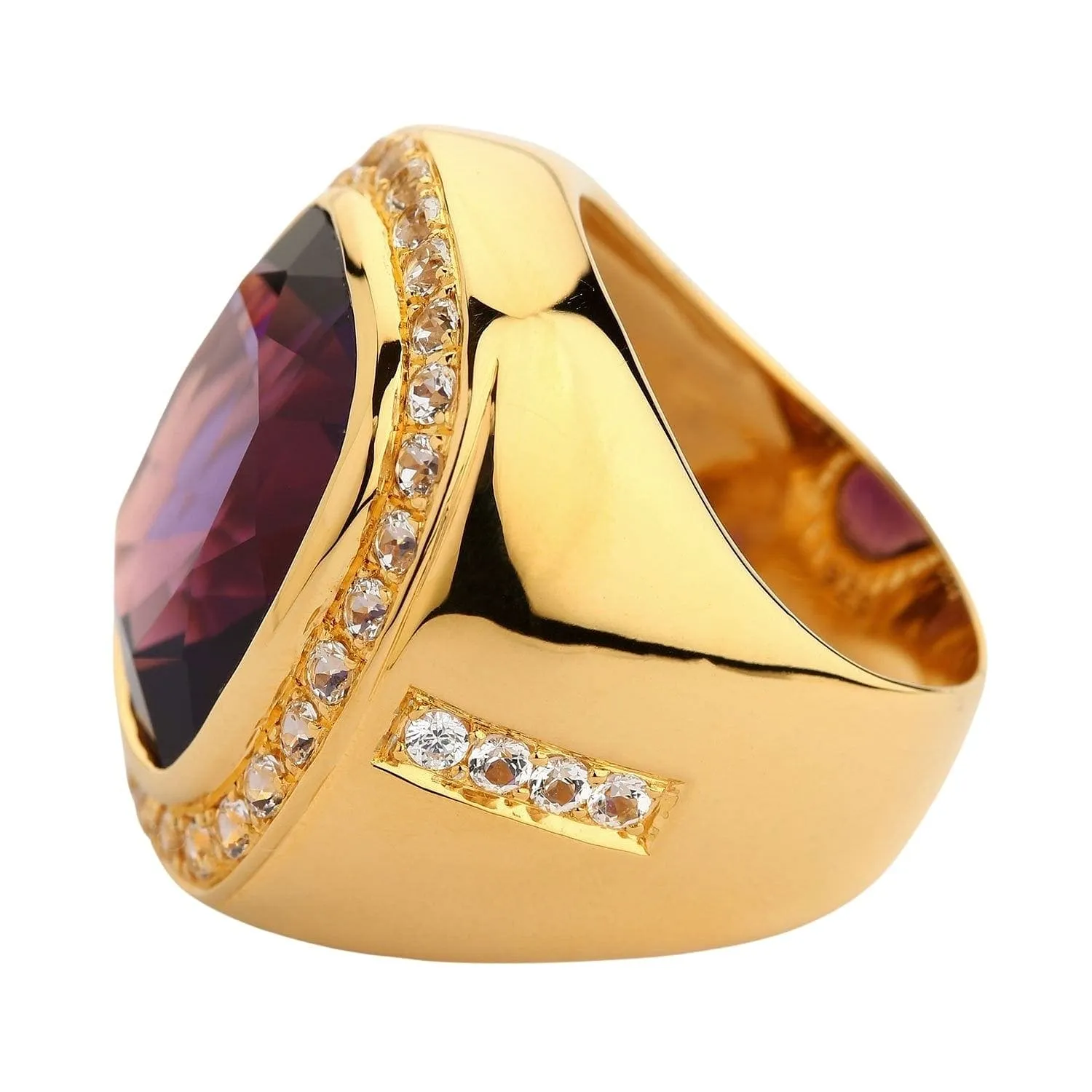 Huge Amethyst Yellow Gold Men's Ring
