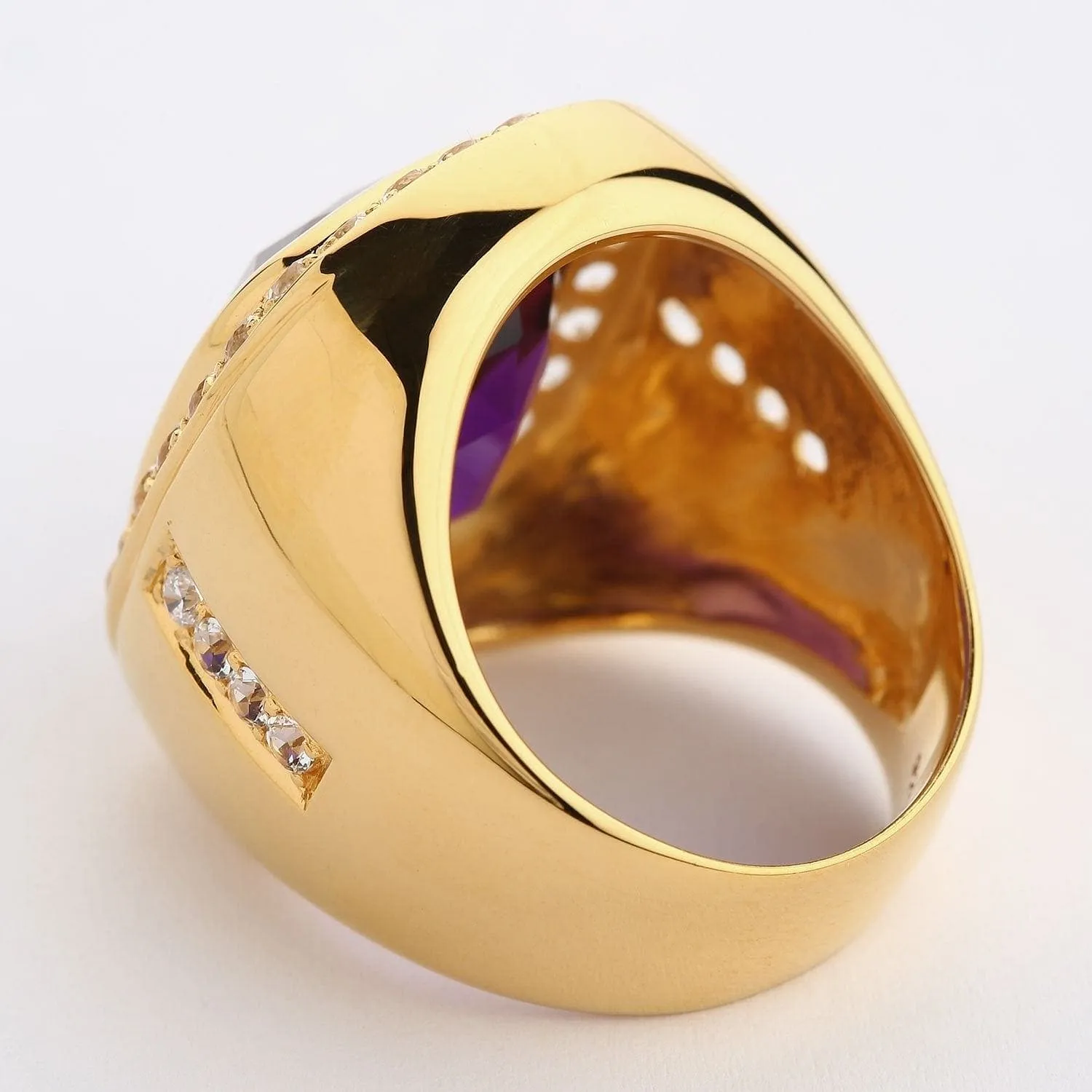 Huge Amethyst Yellow Gold Men's Ring