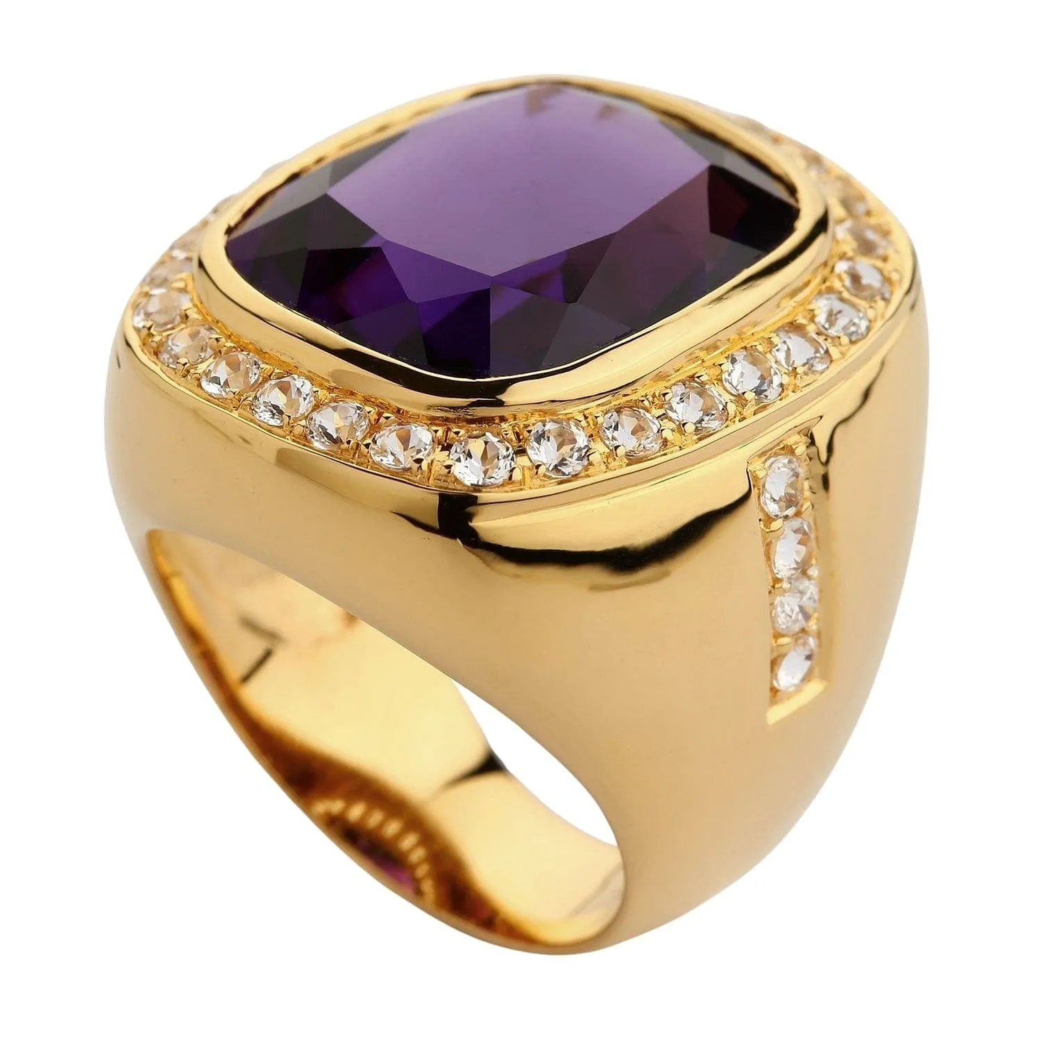 Huge Amethyst Yellow Gold Men's Ring