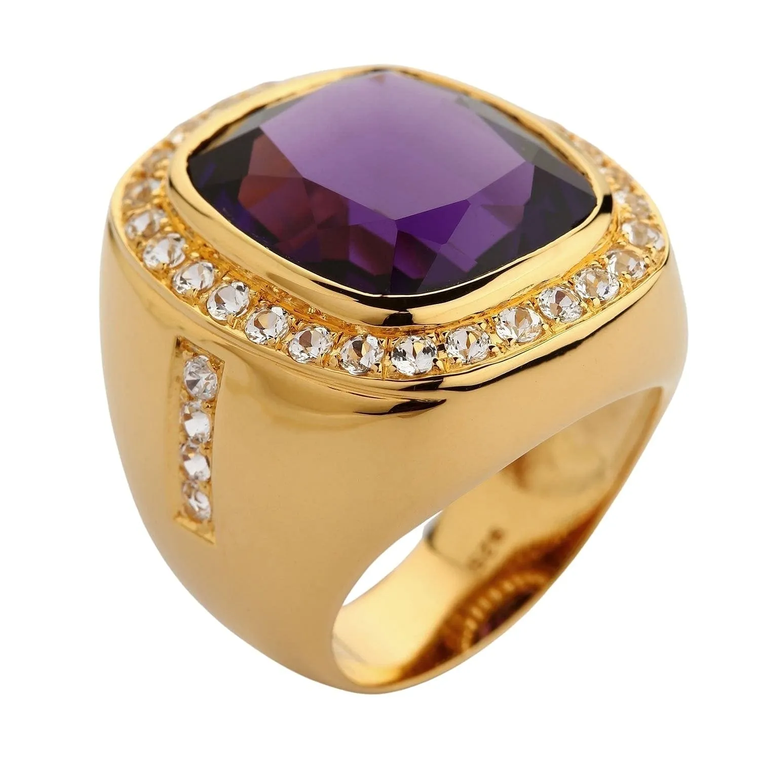 Huge Amethyst Yellow Gold Men's Ring