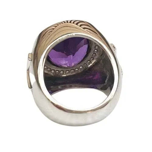 Huge Natural Amethyst Sterling Silver Bishop Ring