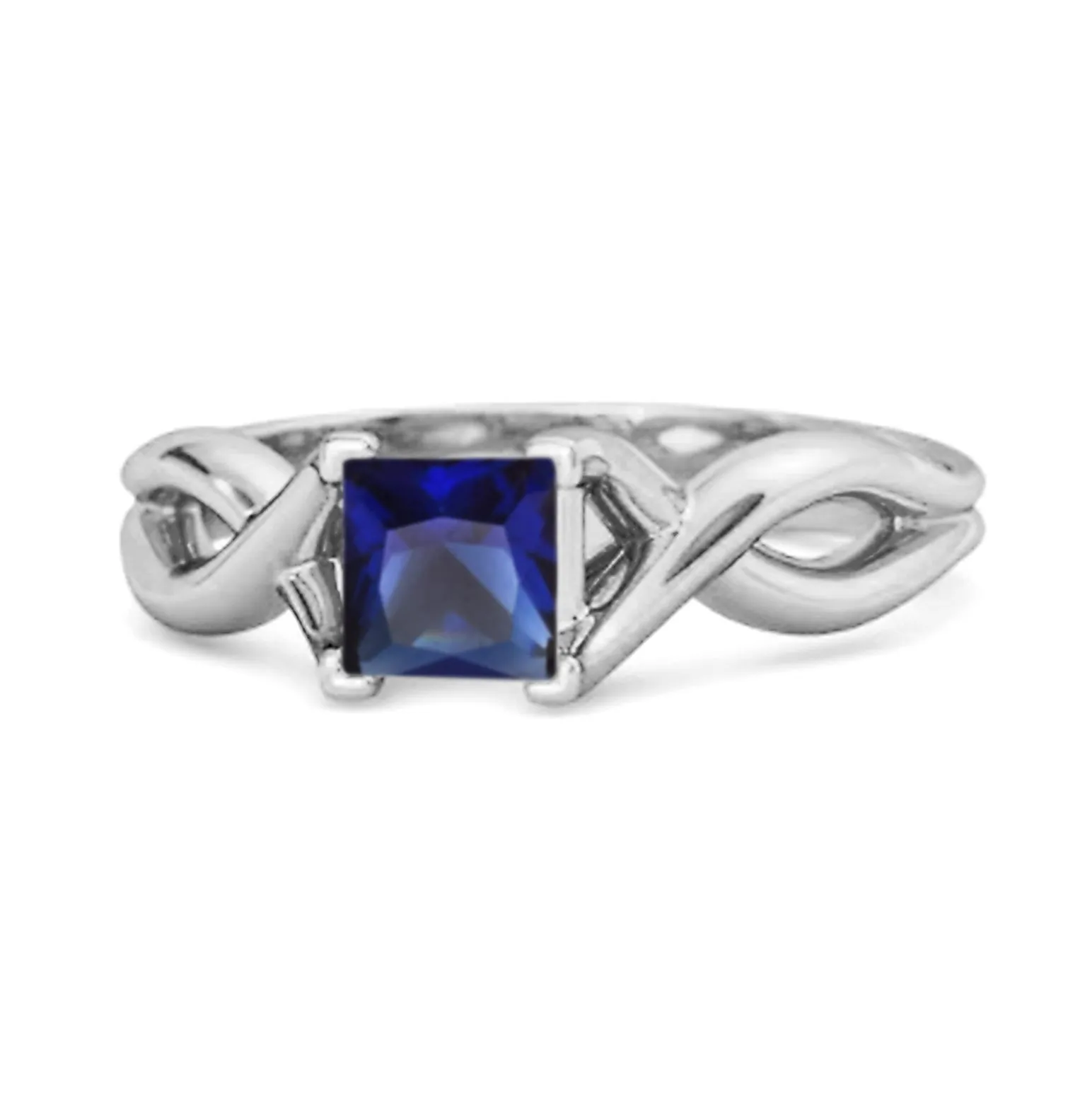 Infinity Band 925 Sterling Silver Square Cut 0.50 Ctw Women Wedding Ring