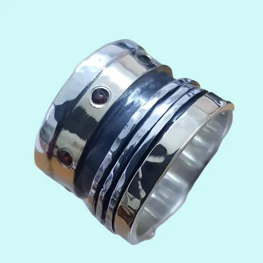 Israel Ring Fidget Ring Silver and 9K gold bands Spinner Ring Spinning rings