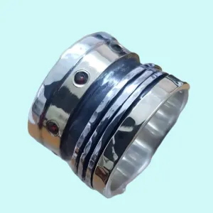 Israel Ring Fidget Ring Silver and 9K gold bands Spinner Ring Spinning rings
