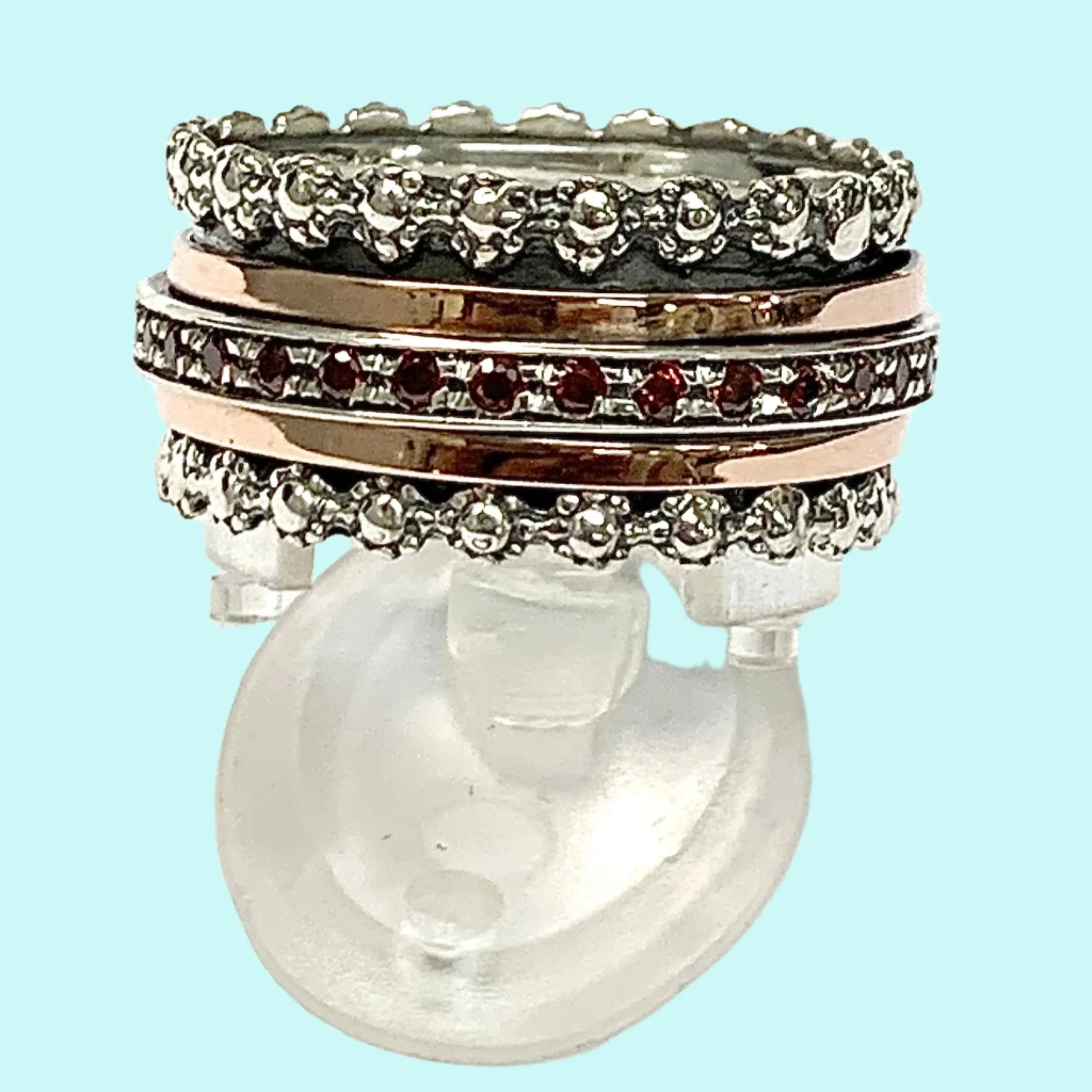 Israel spinner ring for woman .  Fidget Meditation ring. Love & blessings rings. Turquoises, opals, cz zircons