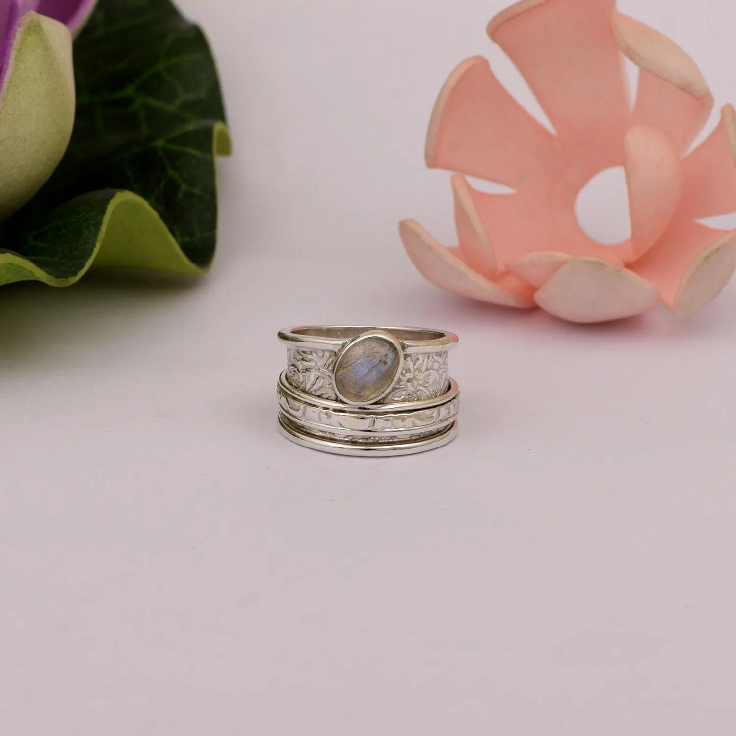 Labradorite Meditation Fidget Spinner Ring