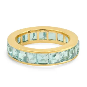 LARGE SKY BLUE TOPAZ CHANNEL SET RING, GOLD