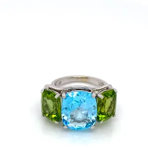 Le Joaillier Collection  Blue Topaz & Peridot Ring