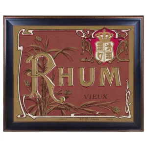 Lithograph of Antique Rum Label from the French West Indies in New Framing