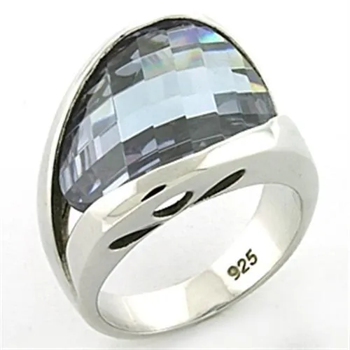 LOAS774 Rhodium 925 Sterling Silver Ring with AAA Grade CZ in Light Amethyst