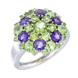Louise Peridot & Amethyst Snowflake Mandala Ring