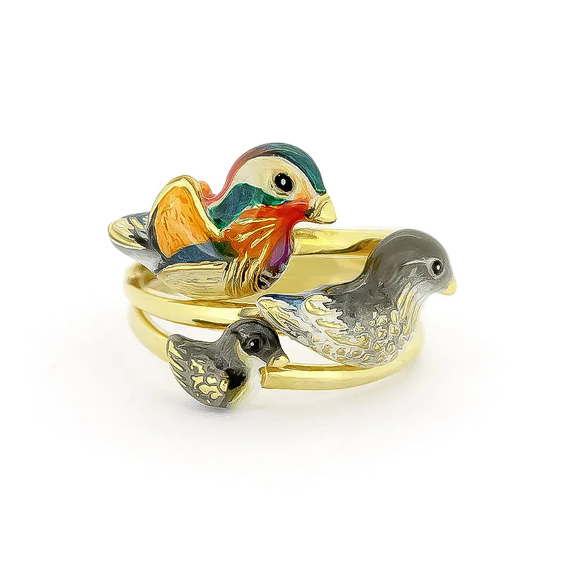 Mandarin Duck Family Stacking Ring | Happy Story