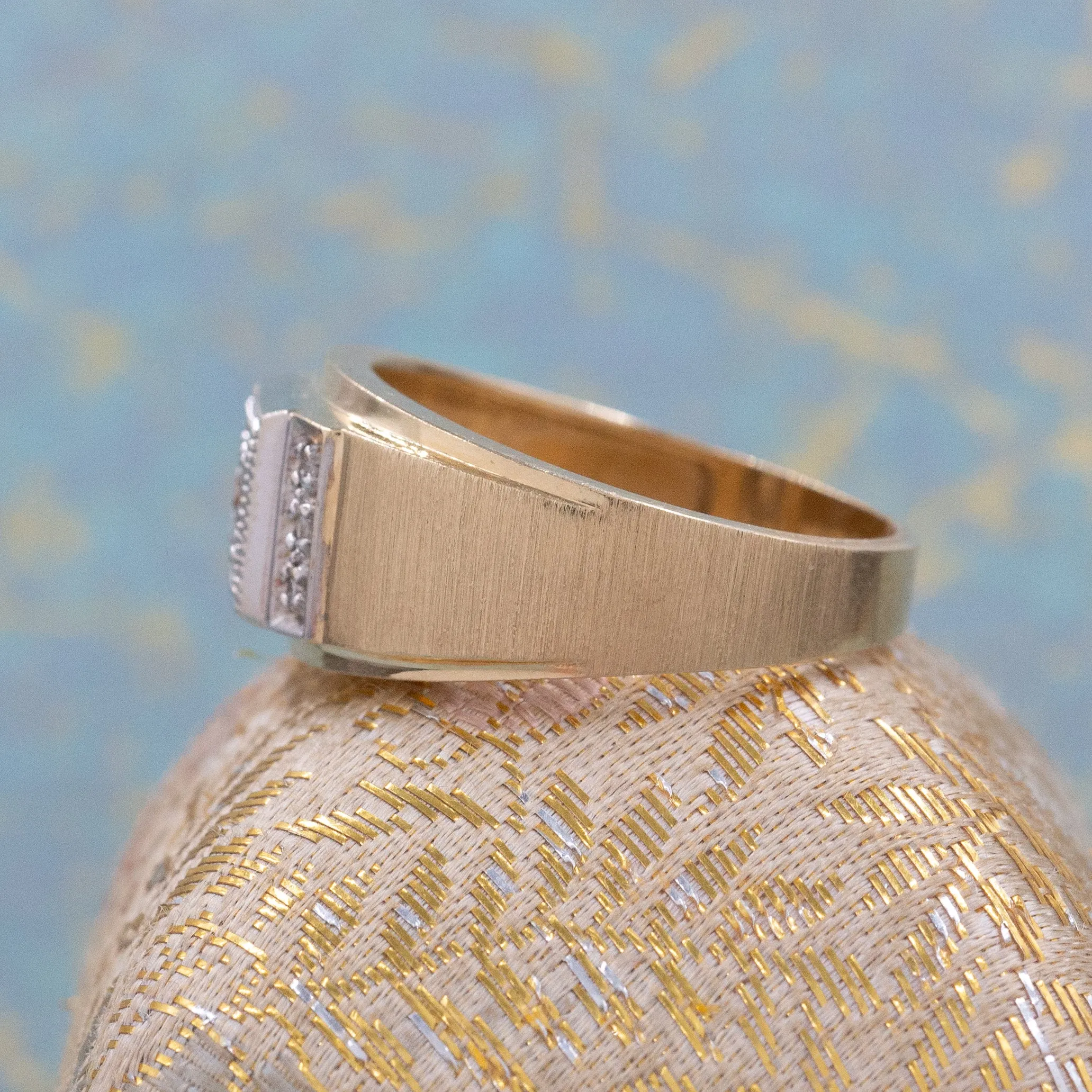 Men's Diamond Ring with Florentine Finish