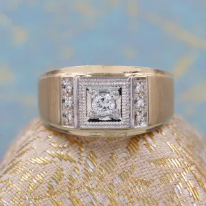 Men's Diamond Ring with Florentine Finish