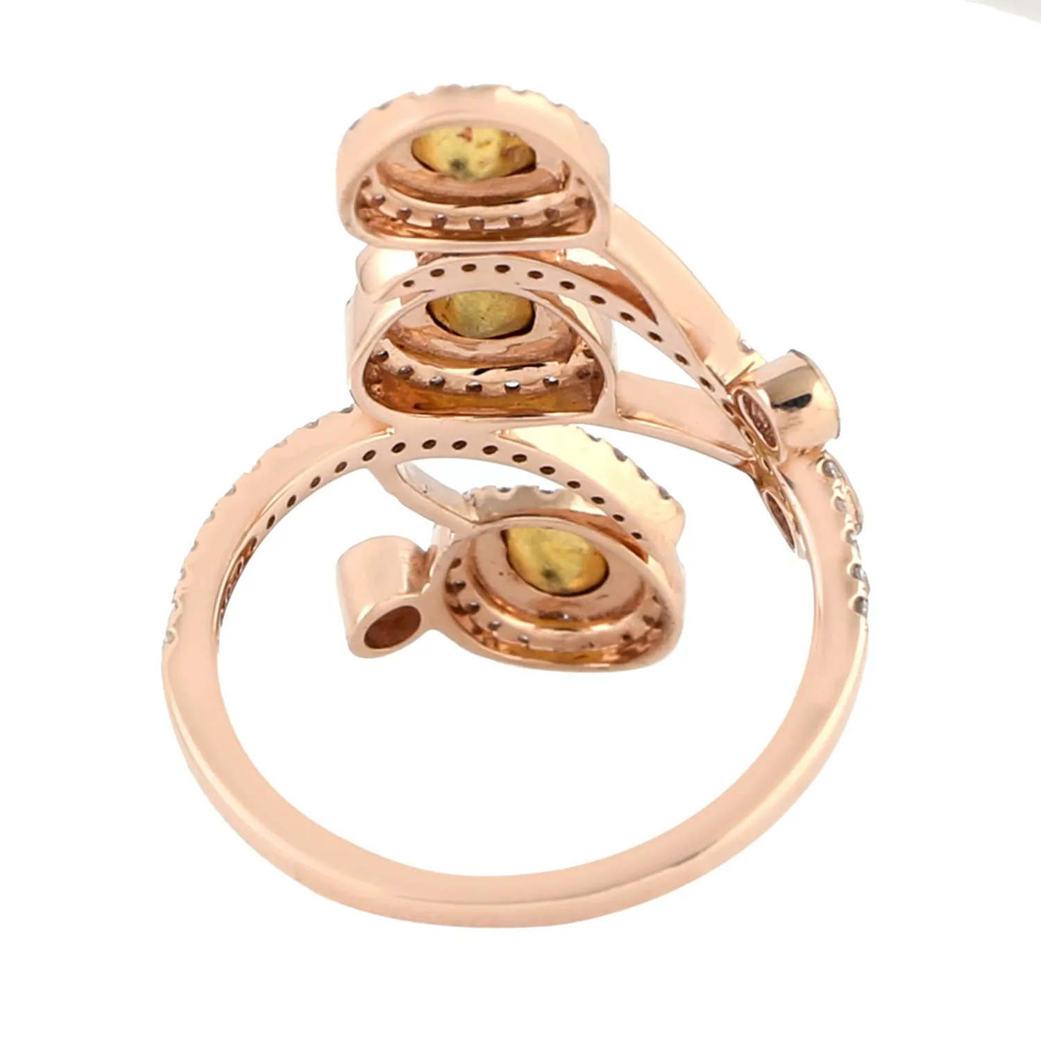 Micro Pave Diamond Beautiful Long Ring 18k Rose Gold Jewelry