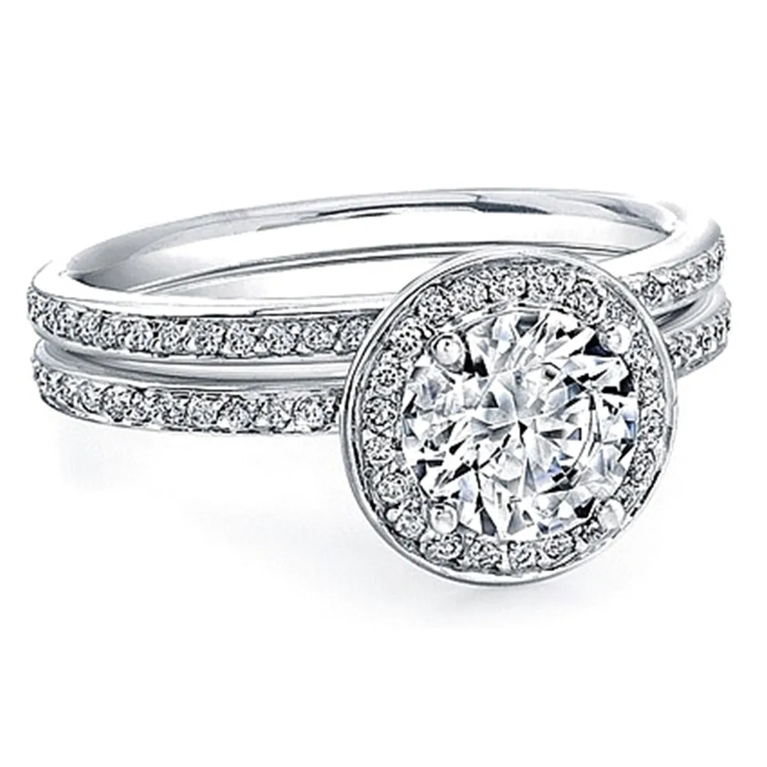 Micro-Pave Diamond Halo Engagement Ring- 1/4ct tw