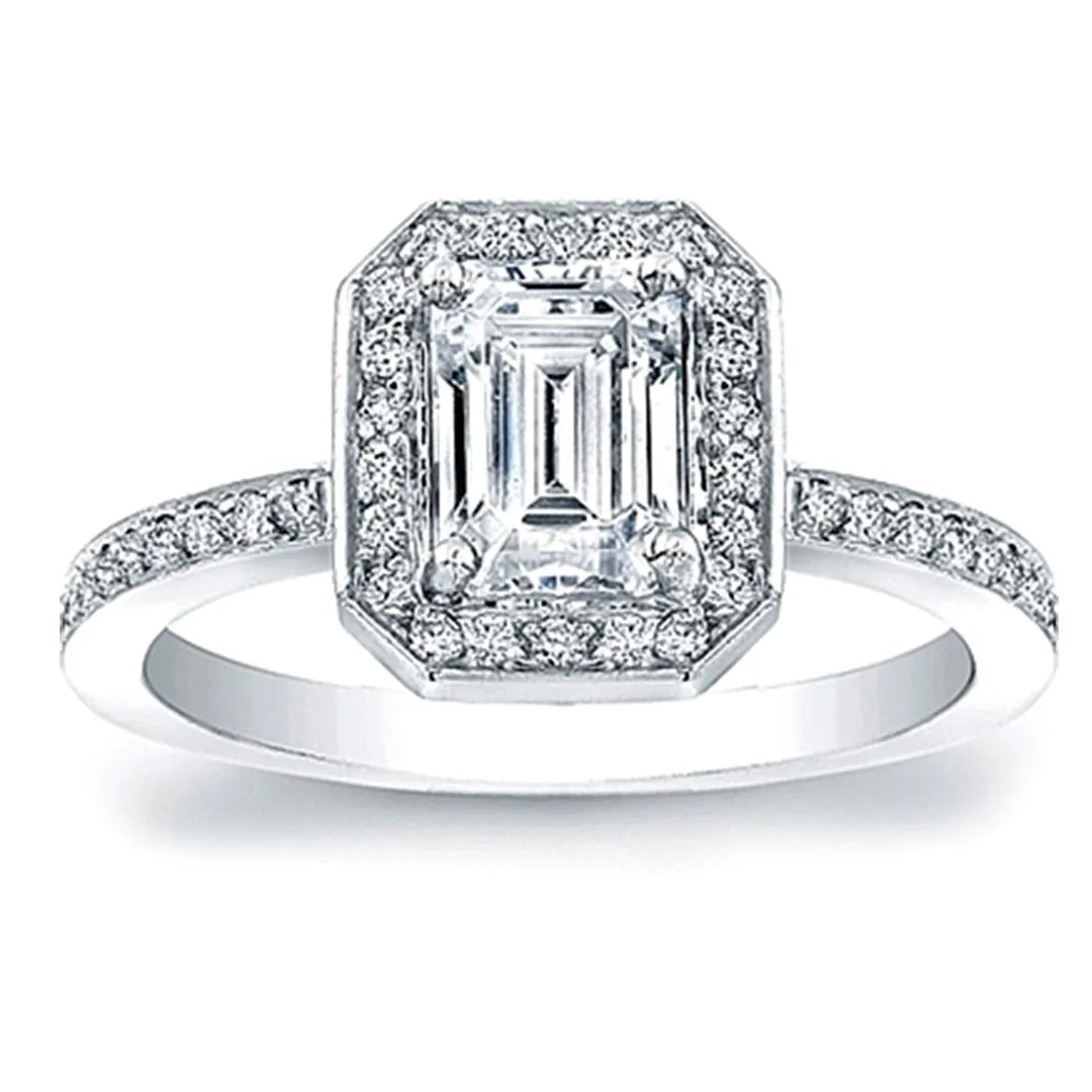 Micro-Pave Diamond Halo Engagement Ring