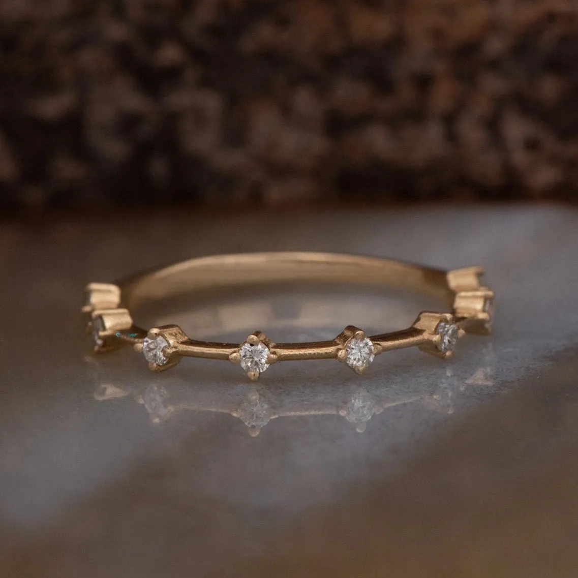 Micro pave diamond wedding band