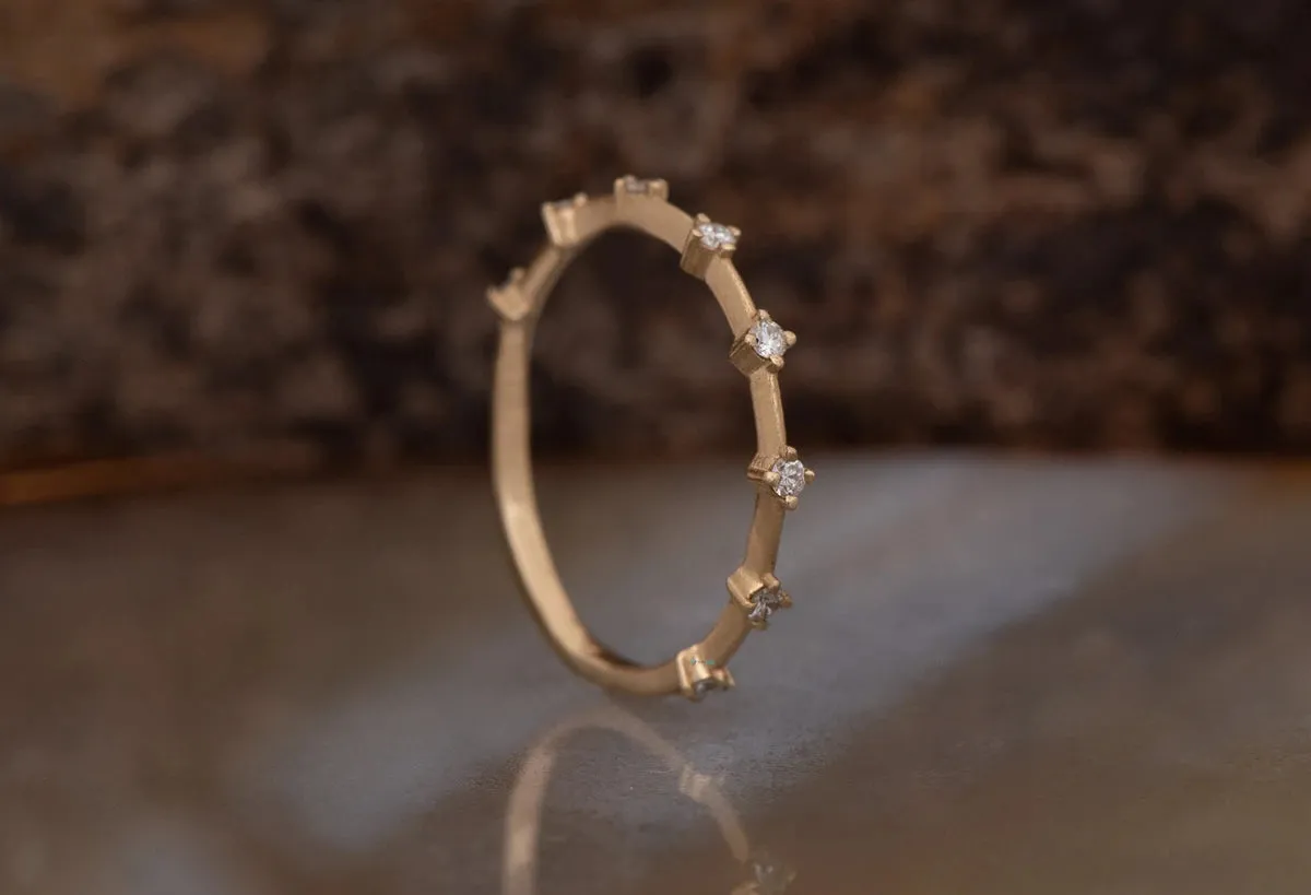 Micro pave diamond wedding band
