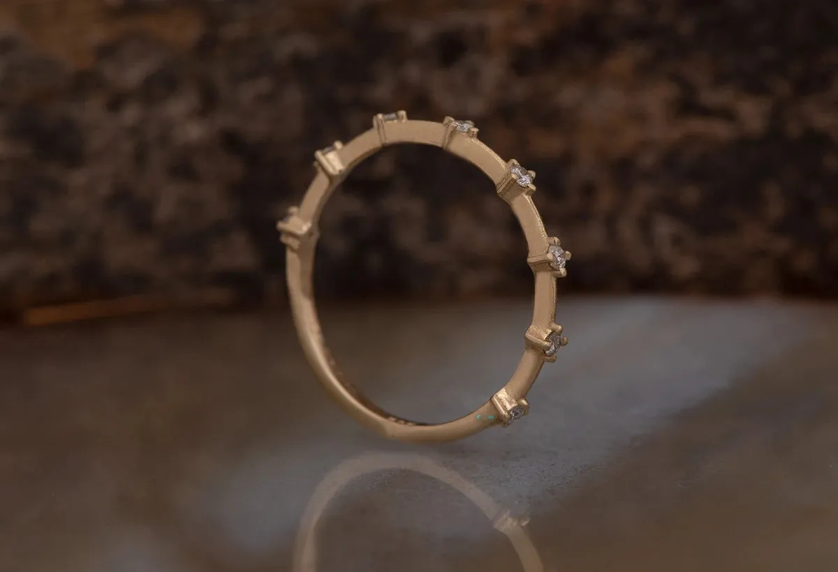 Micro pave diamond wedding band