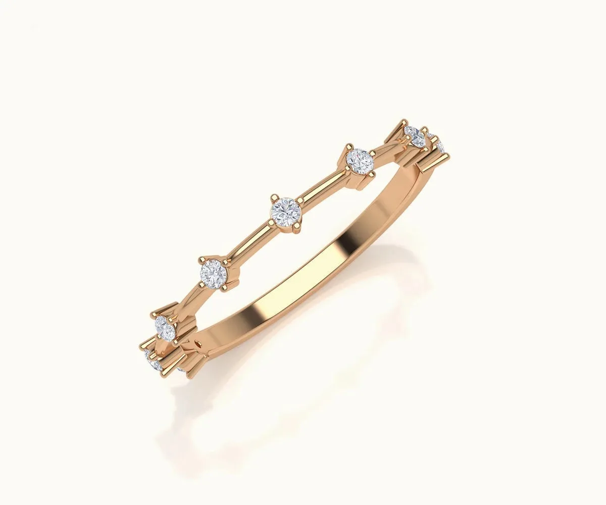 Micro pave diamond wedding band